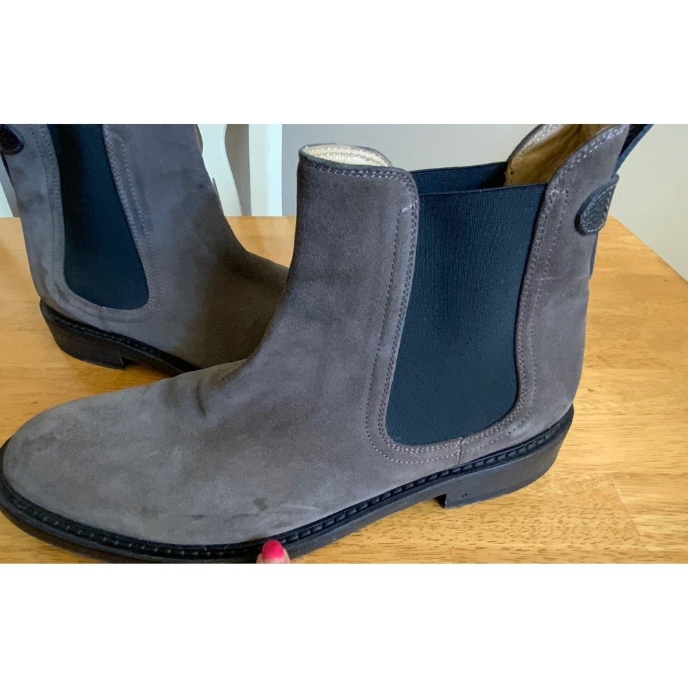 George Brown Bilt Grey Brown Suede Chelsea Boots Mens Size 9M Italy Sample Shoe - Picture 14 of 16
